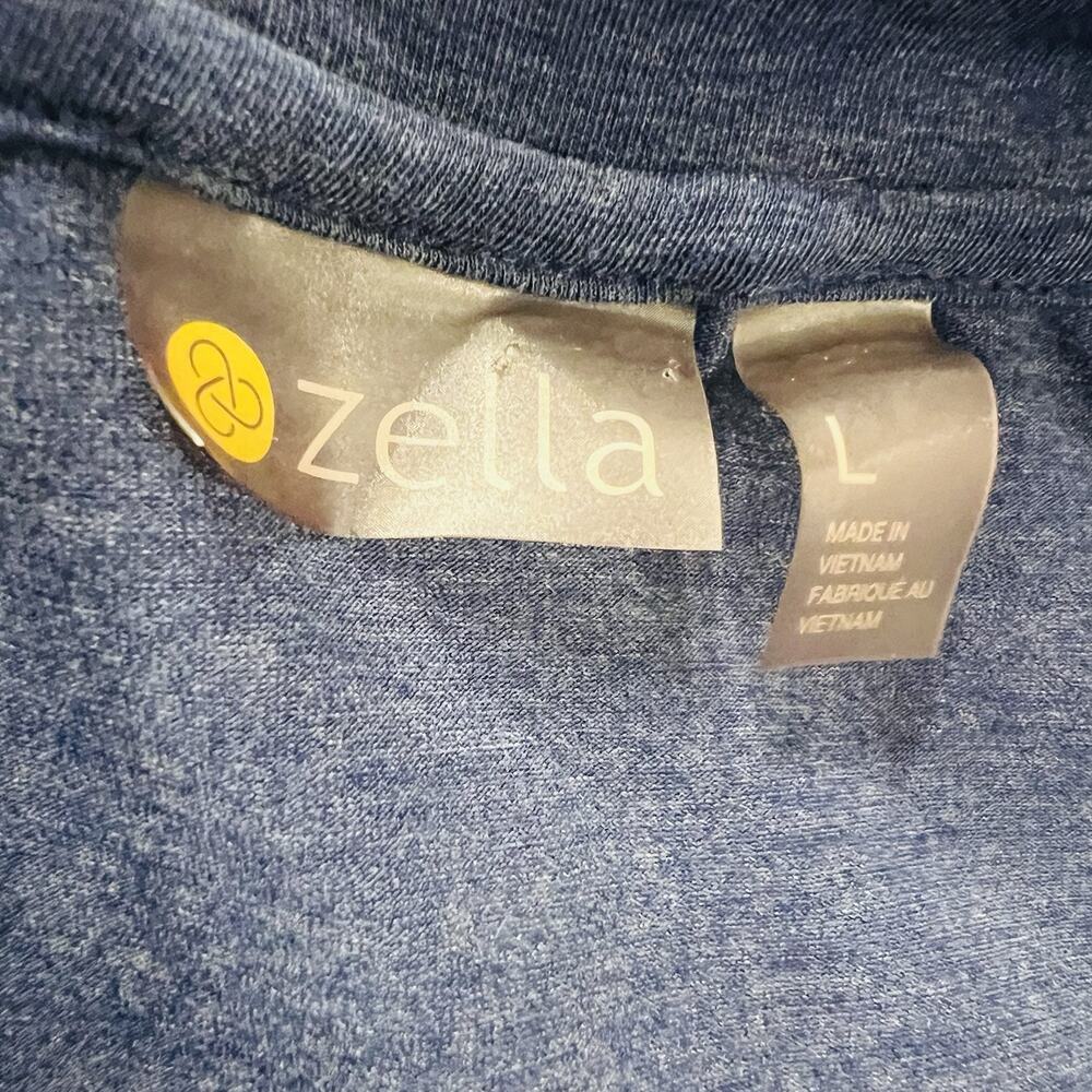 Zella Womens Short Sleeve V Neck Athletic Tee T Shirt Navy Blue Gym Run Yoga L - Picture 5 of 5
